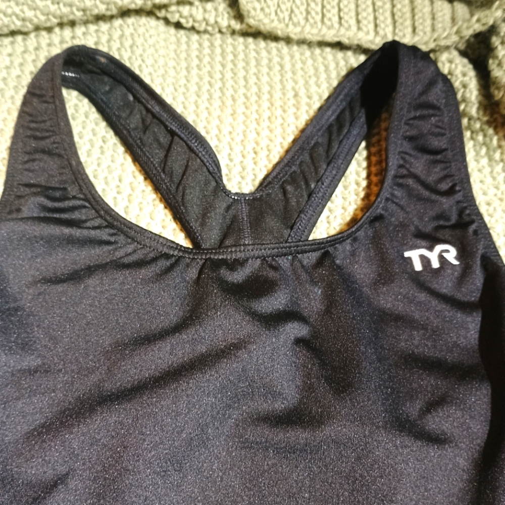TYR Black Racerback Sports Bathing Suit Moisture-Wicking